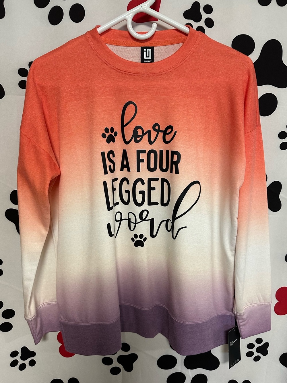 Dog Graphic Super Soft Ombre Long Sleeve Top - NWT